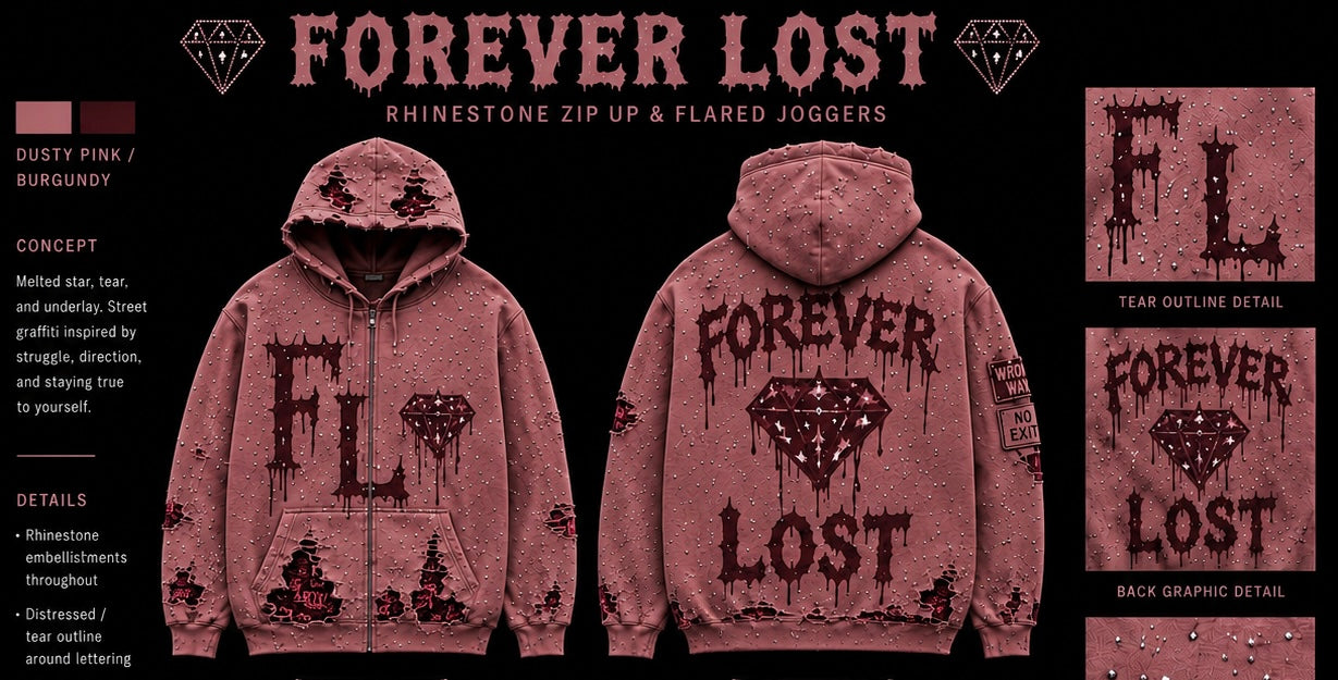 Dusty Pink Rhinestone ForeverLost Hoodie