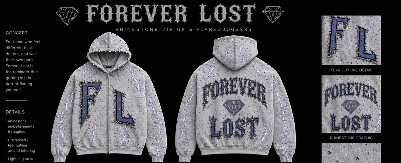 White Rhinestone ForverLost Hoodie