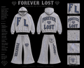 White Rhinstone Forever Lost Hoodie/Flared Joggers